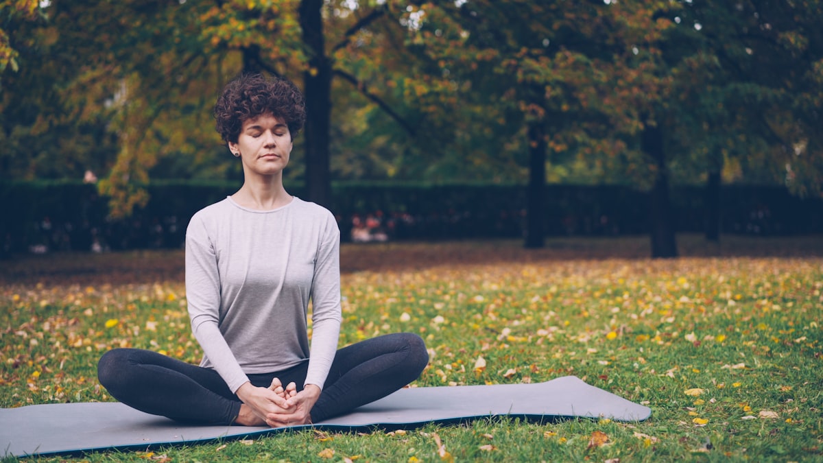 Woman in morning wellness ritual